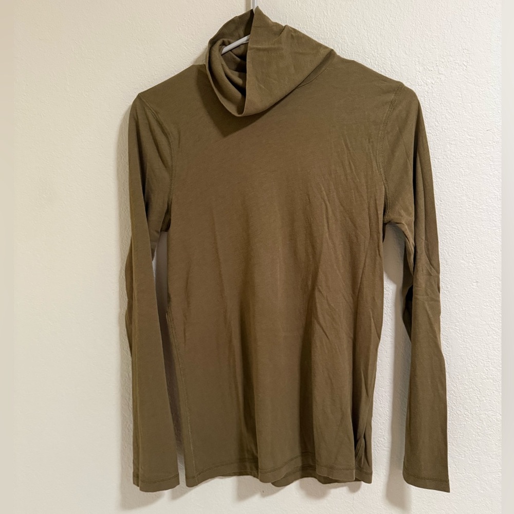 J.Crew Tissue T Turtleneck Long Sleeve Top Olive Green Size M
